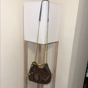 Antik Kraft Brown Crossbody Bag with Gold Chain